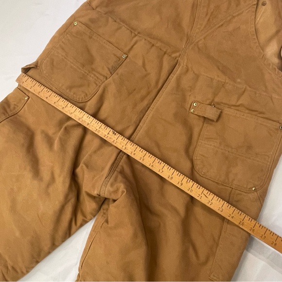Carhartt Bib Overalls R06 Mens Brown Quilt Lined Duck Canvas  46x32 Workwear - Picture 4 of 16